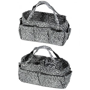 Bag Organizer - 12PCS Leopard Print w/ Detachable Handles - Black - BO-610LE-BK